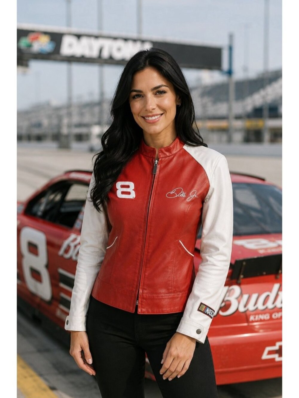 Dale Earnhardt Jr. NASCAR Womens Medium Leather Jacket By Wilsons